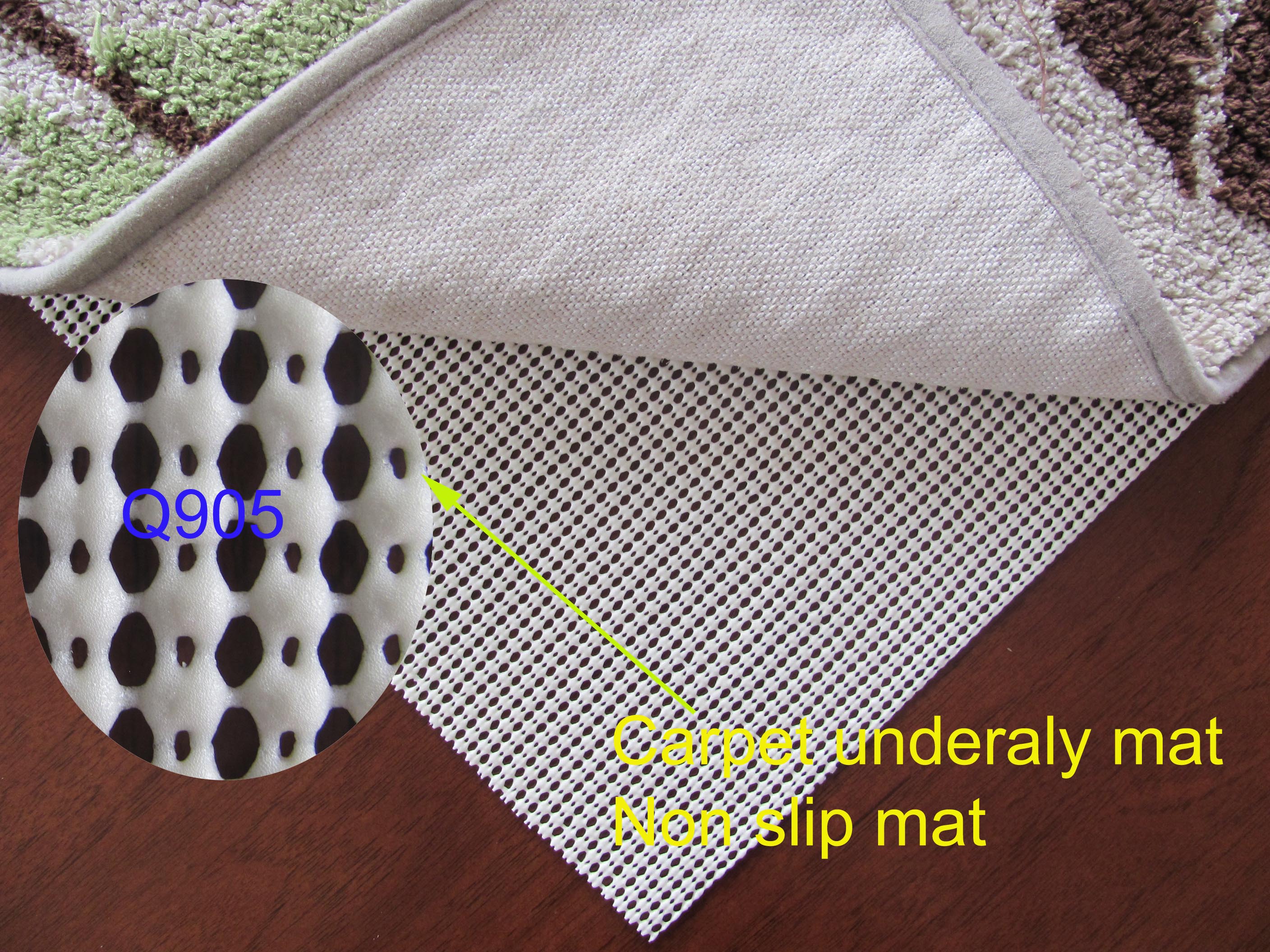 다이아몬드 모양의 미세 구멍 카펫 밑받침은 미끄럼 방지, 내마모성 및 내구성이 있는 카펫 밑면에 적용 가능합니다.